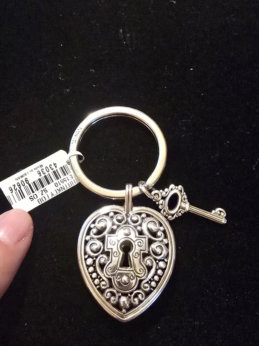 Brighton Silver-Tone Filigree Heart Lock & Key Keyring